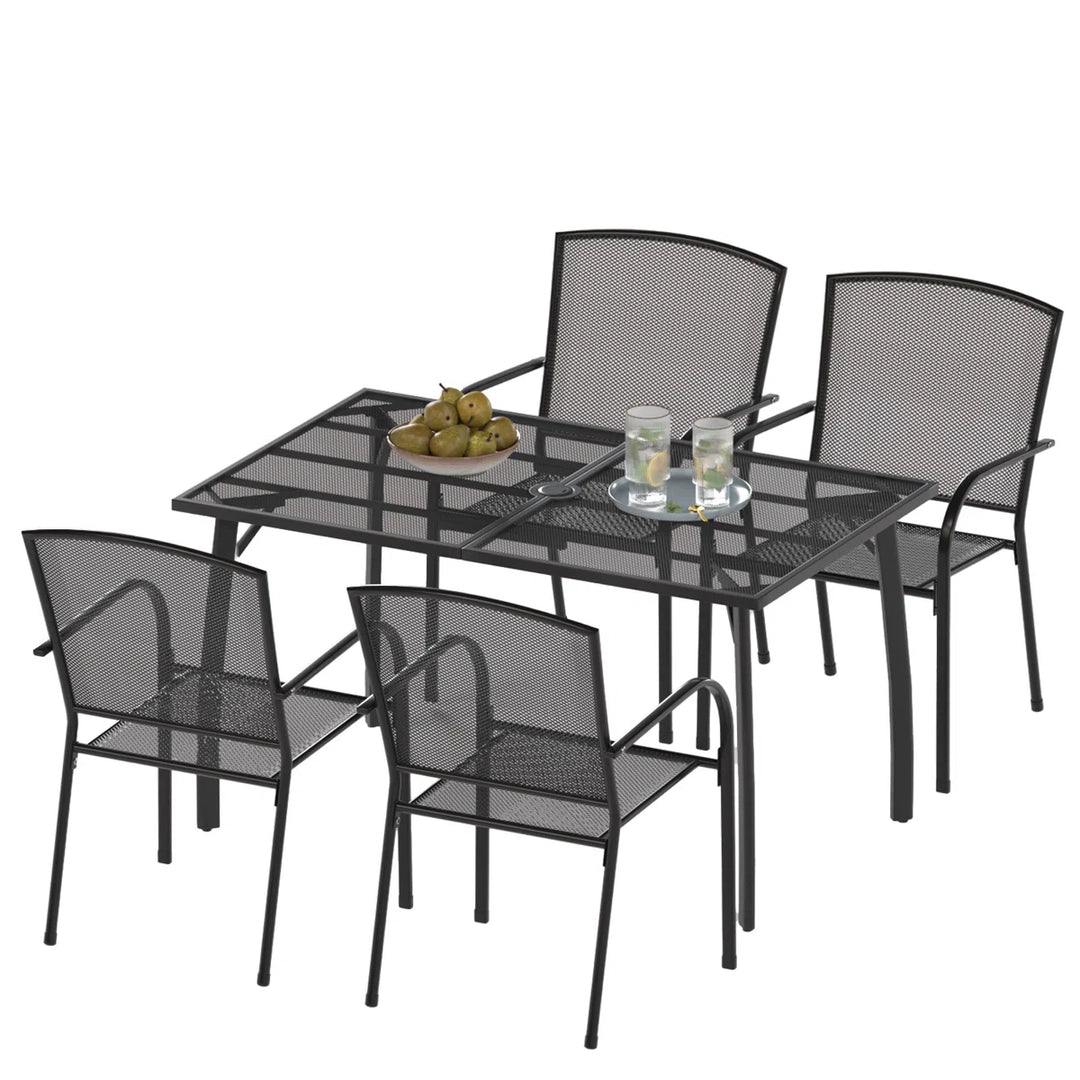 Greyleigh Armentrout Rectangular 4-Person Metal Patio Dining Set