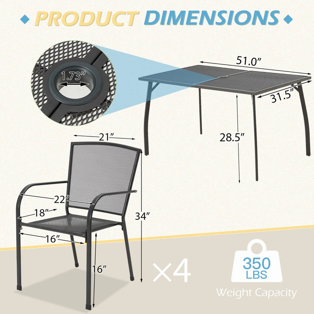 Greyleigh Armentrout Rectangular 4-Person Metal Patio Dining Set
