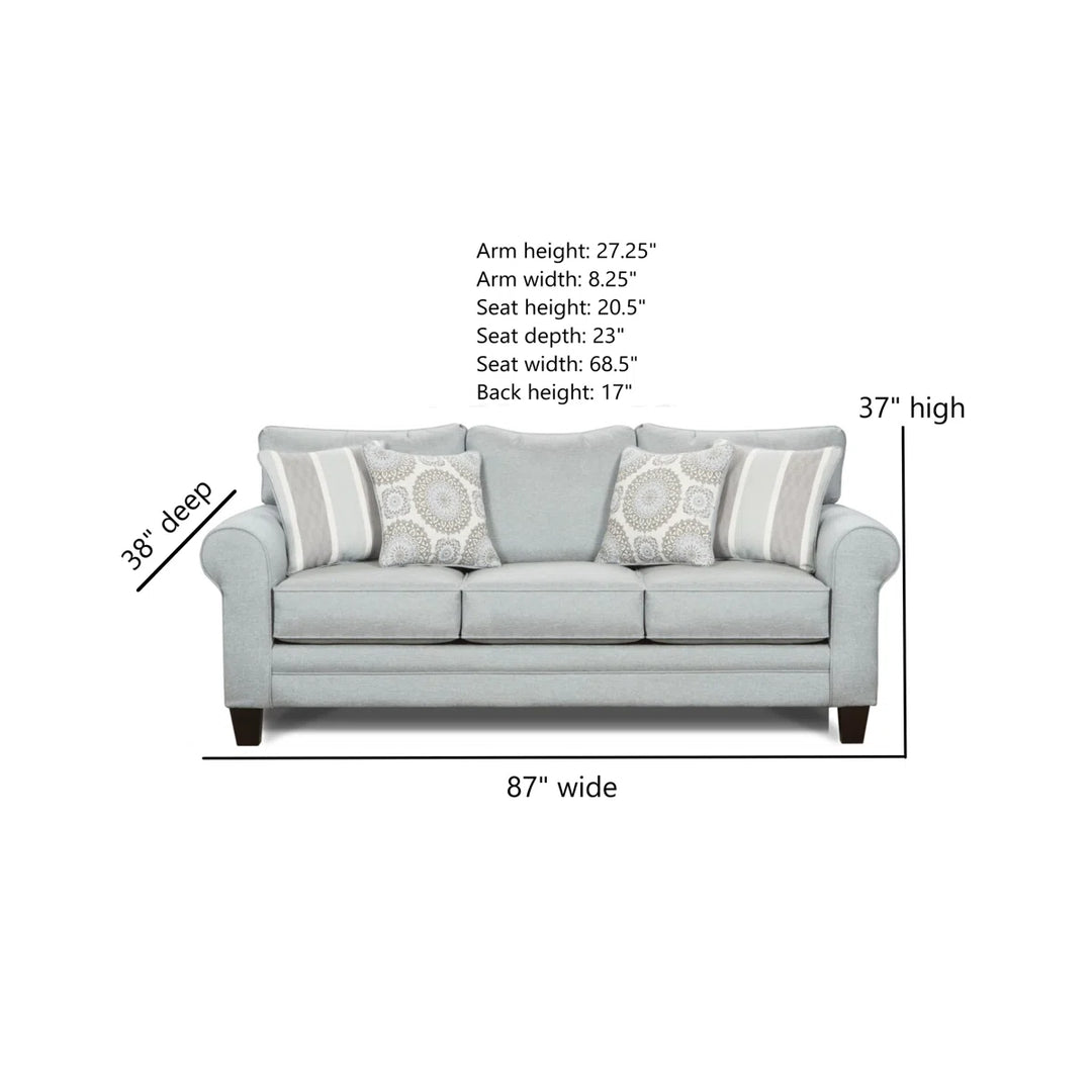 Sand and Stable Aurora 88in Rolled Arm Sofa with Reversible Cushions