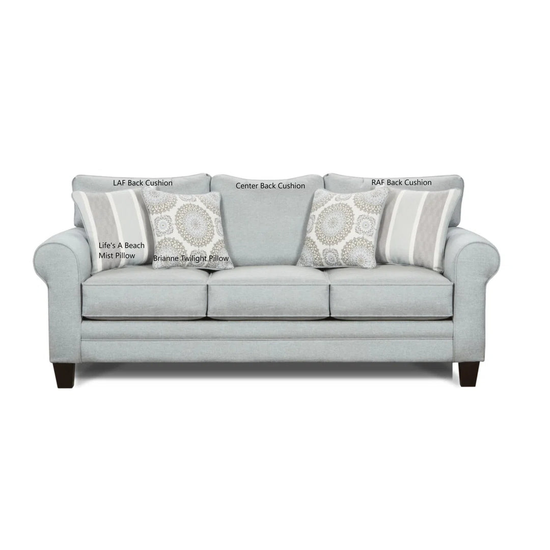 Sand and Stable Aurora 88in Rolled Arm Sofa with Reversible Cushions