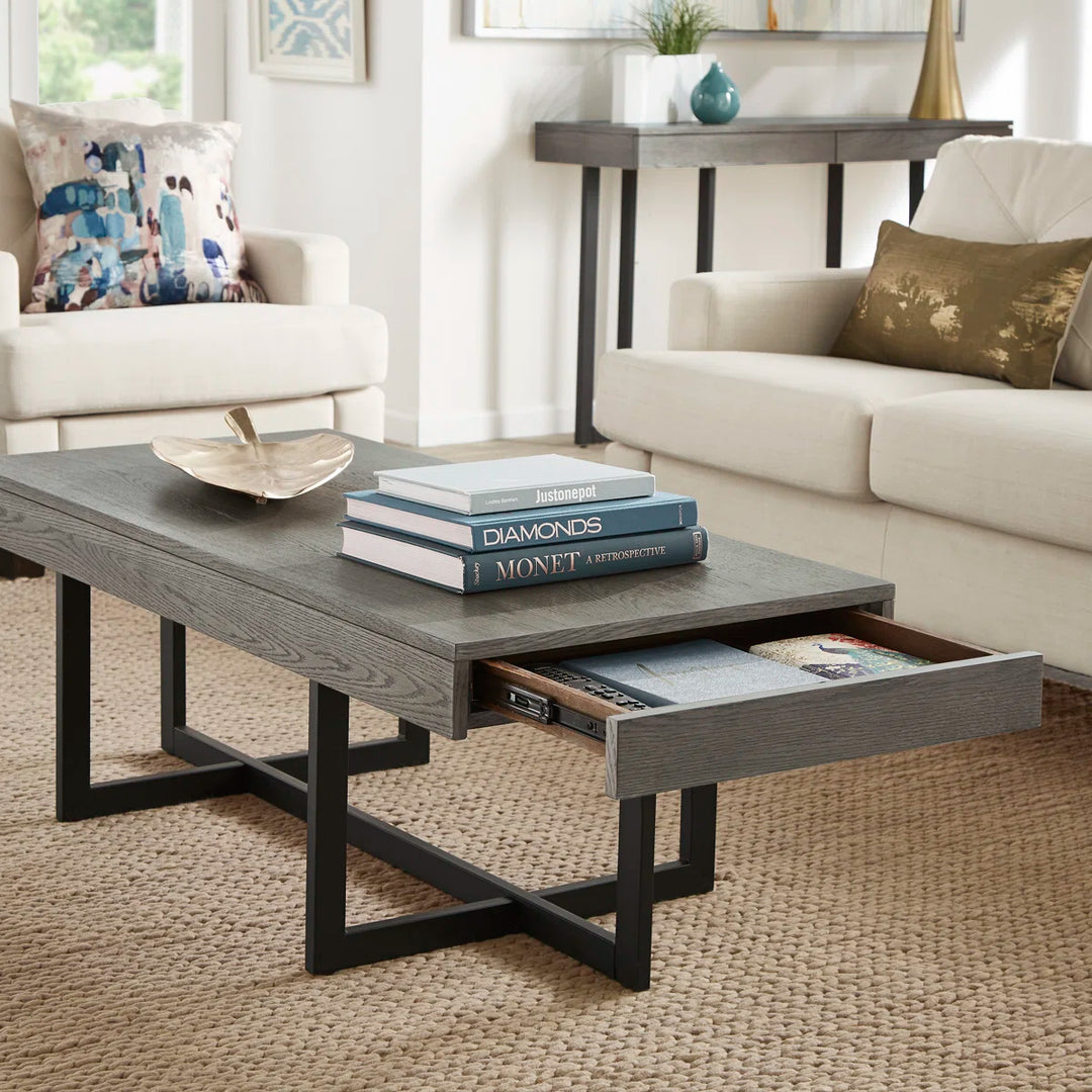 Sand and Stable Burch Cross-Legs Coffee Table with Storage