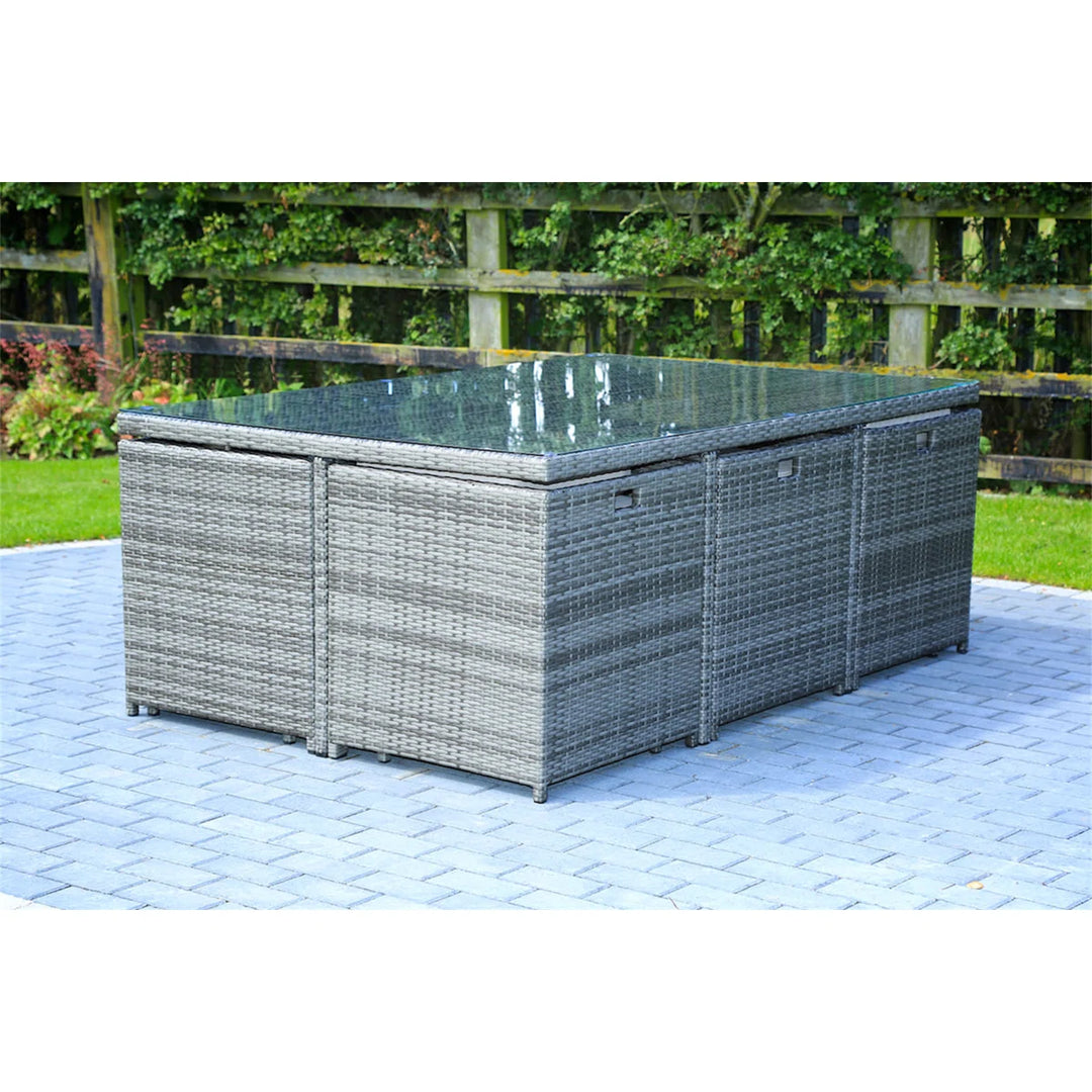 Three Posts Guynn Rectangular 10-Person Dining Set with Cushions