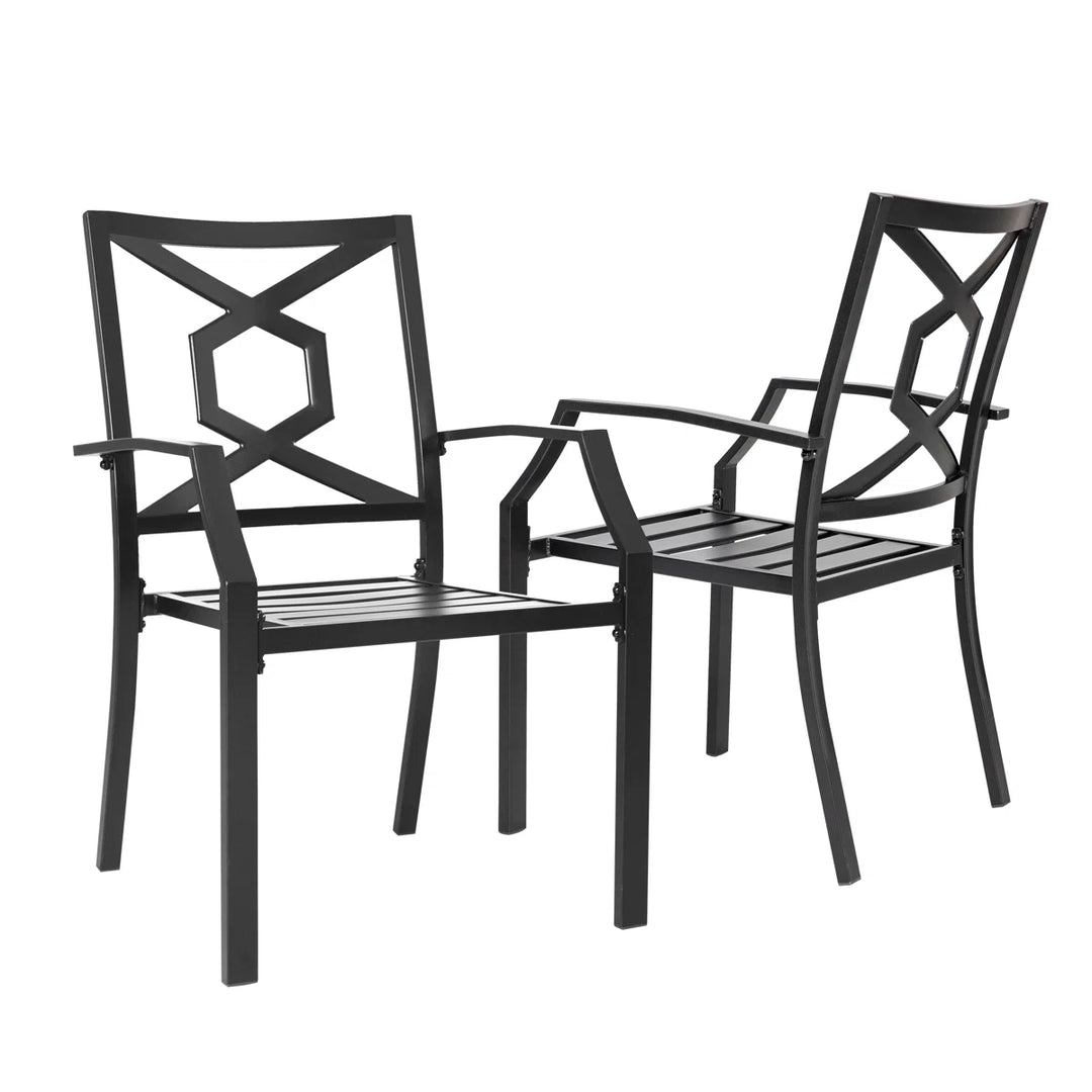 Greyleigh Modbury Outdoor 5-Piece Dining Set with Iron Chairs and Umbrella Hole