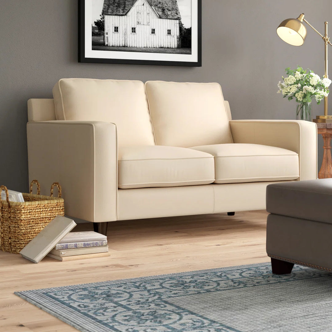 Three Posts Nalston 59in Genuine Leather Square Arm Loveseat