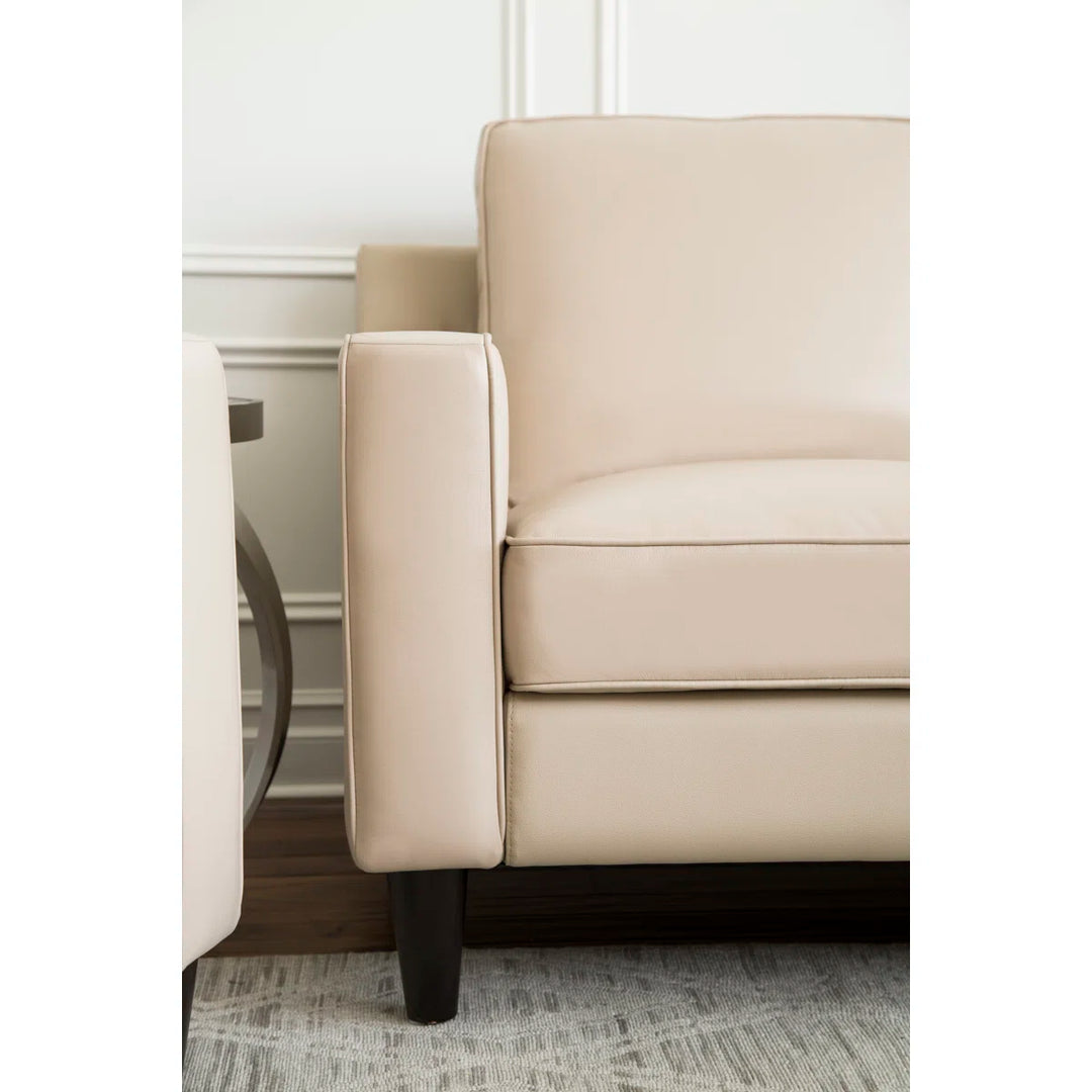 Three Posts Nalston 59in Genuine Leather Square Arm Loveseat