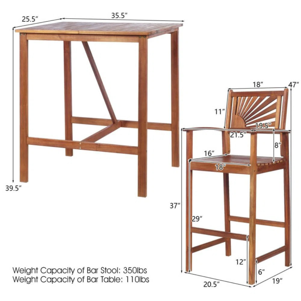 Sand and Stable Payee Rectangular 2-Person Bar Height Dining Set