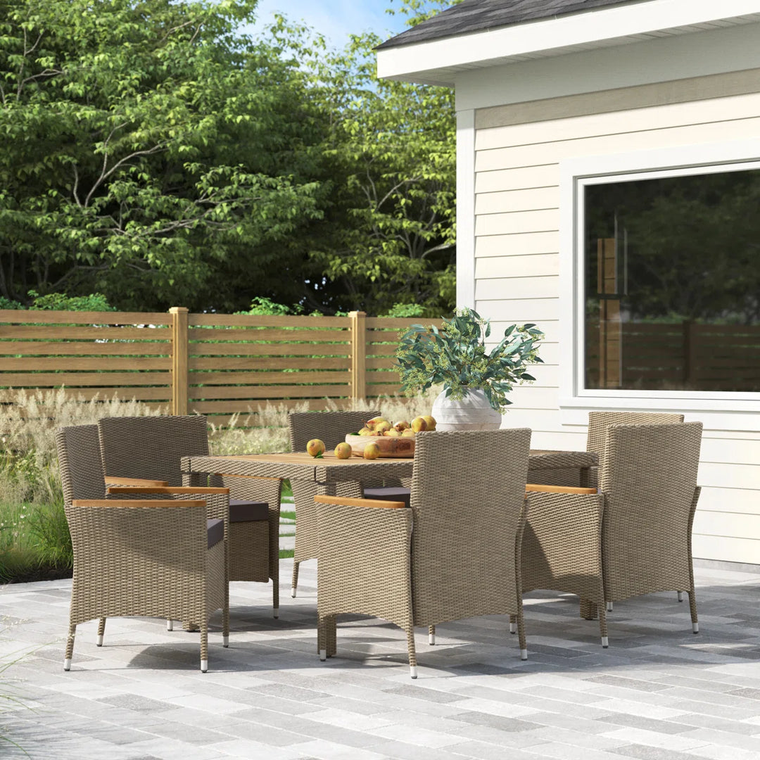 Sand and Stable Robbie Rectangular 6-Person Dining Set with Cushions