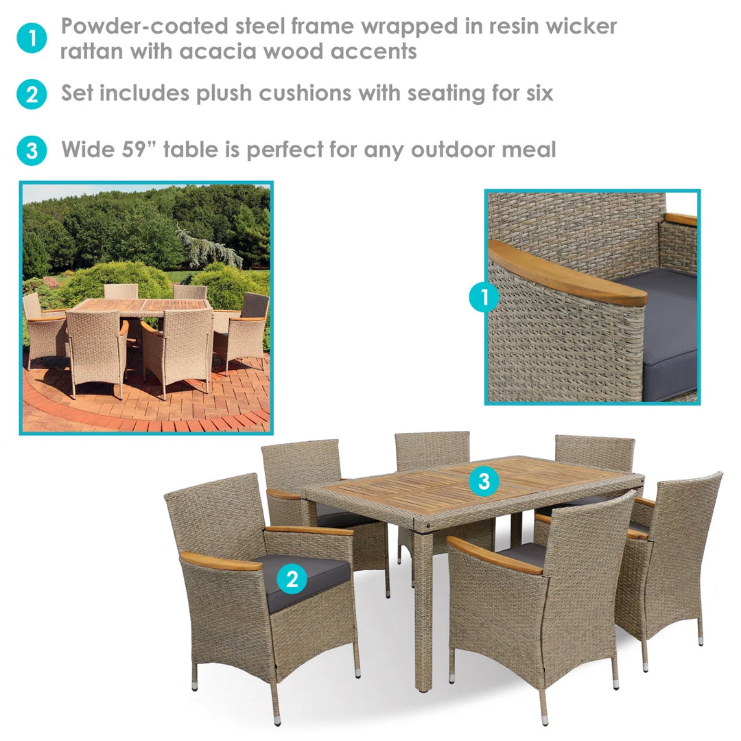 Sand and Stable Robbie Rectangular 6-Person Dining Set with Cushions