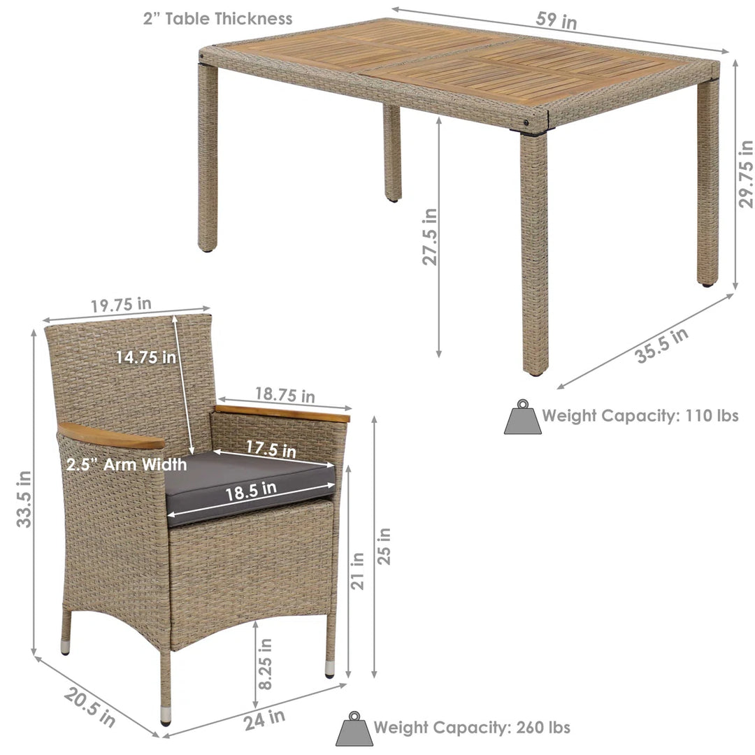 Sand and Stable Robbie Rectangular 6-Person Dining Set with Cushions