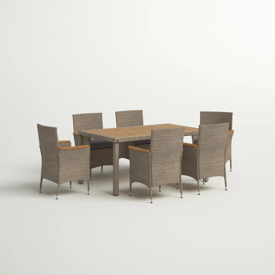 Sand and Stable Robbie Rectangular 6-Person Dining Set with Cushions