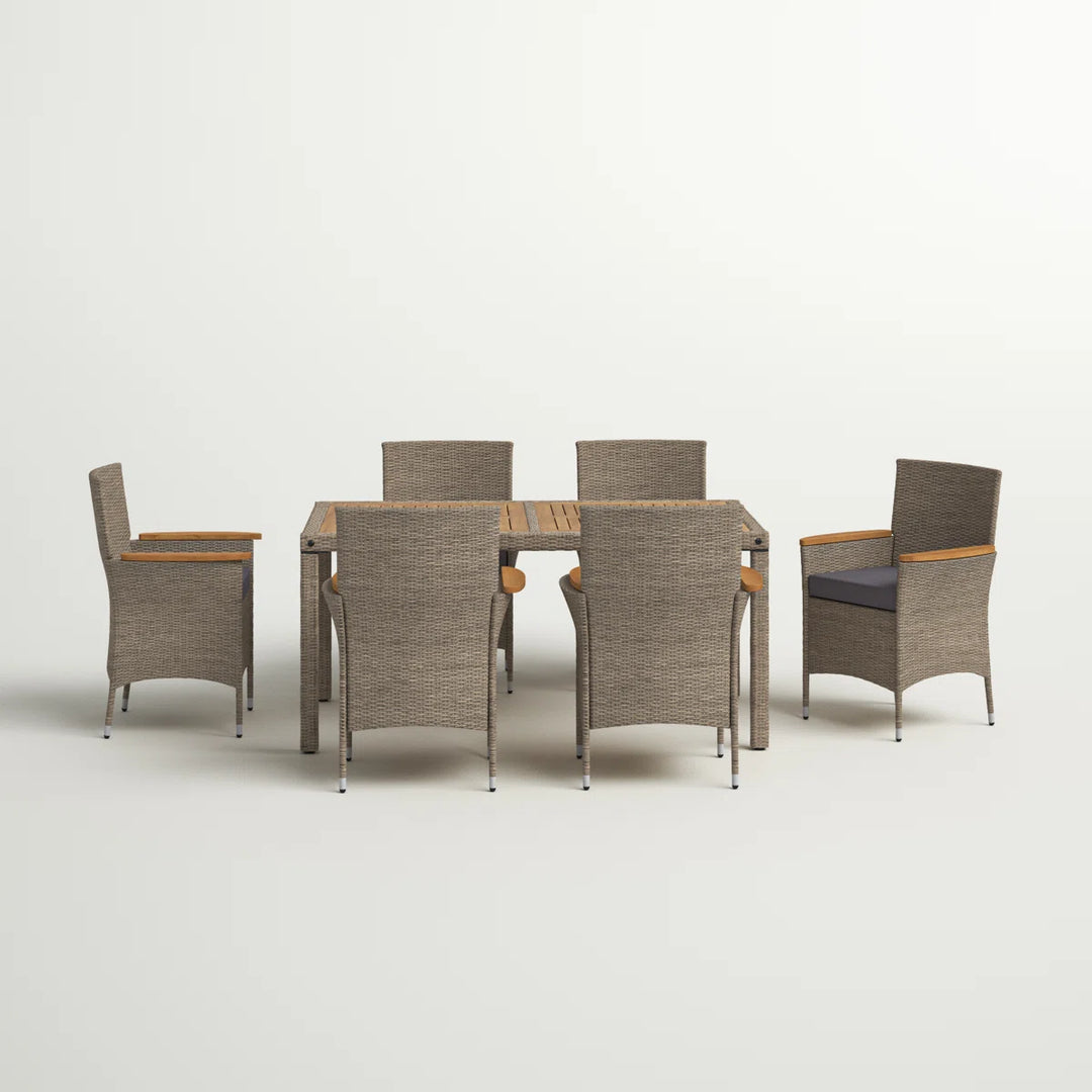 Sand and Stable Robbie Rectangular 6-Person Dining Set with Cushions