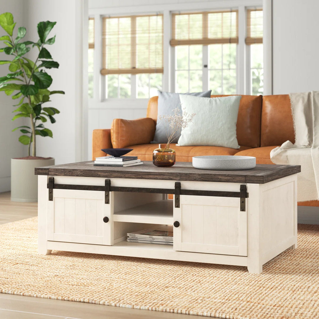 Sand and Stable Solid Wood Coffee Table with Storage