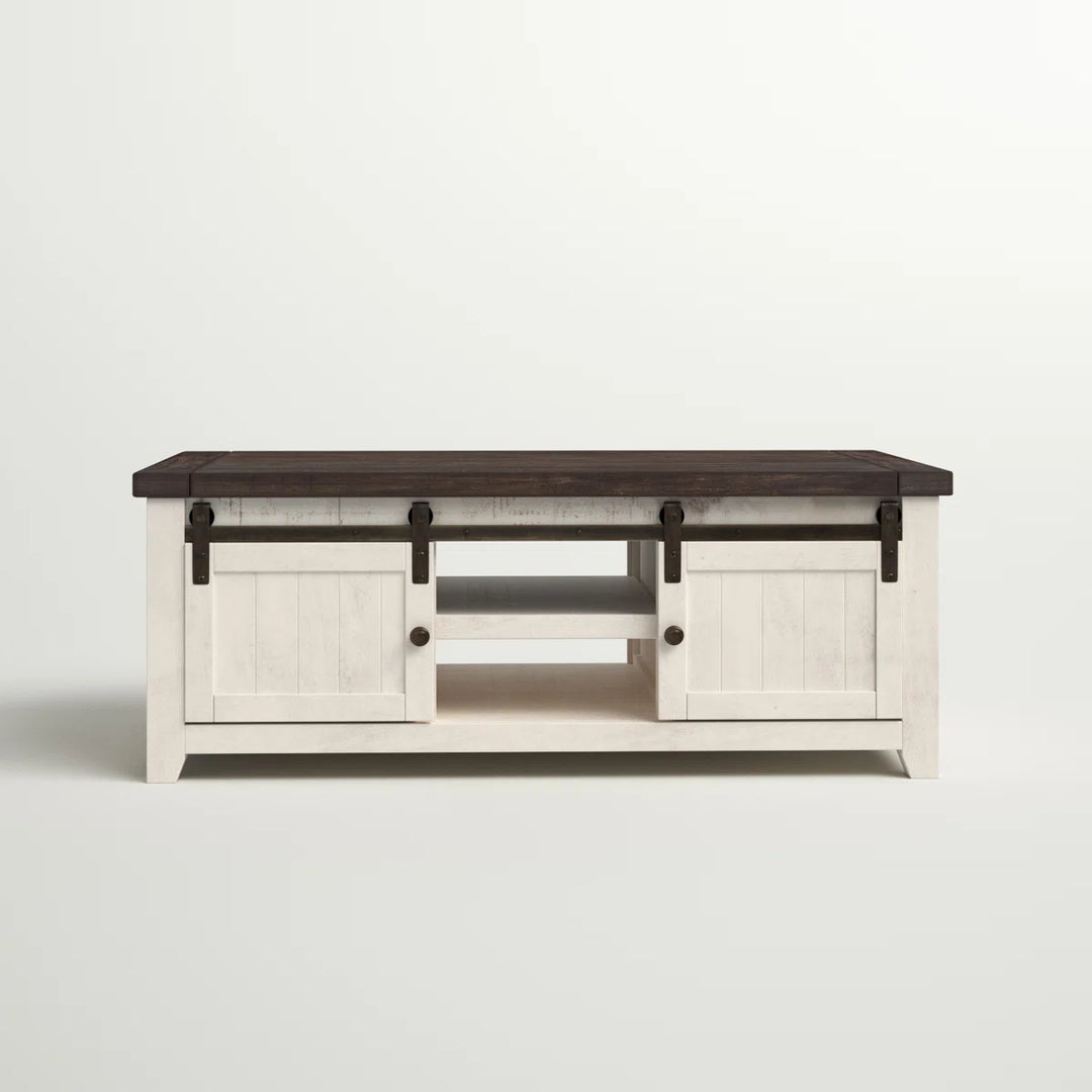 Sand and Stable Solid Wood Coffee Table with Storage