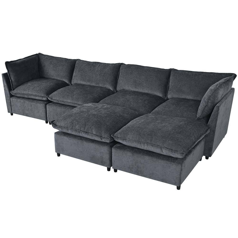 Harper Bright Designs 136.2in 6-Seat U-Shape Polyester Sectional Sofa