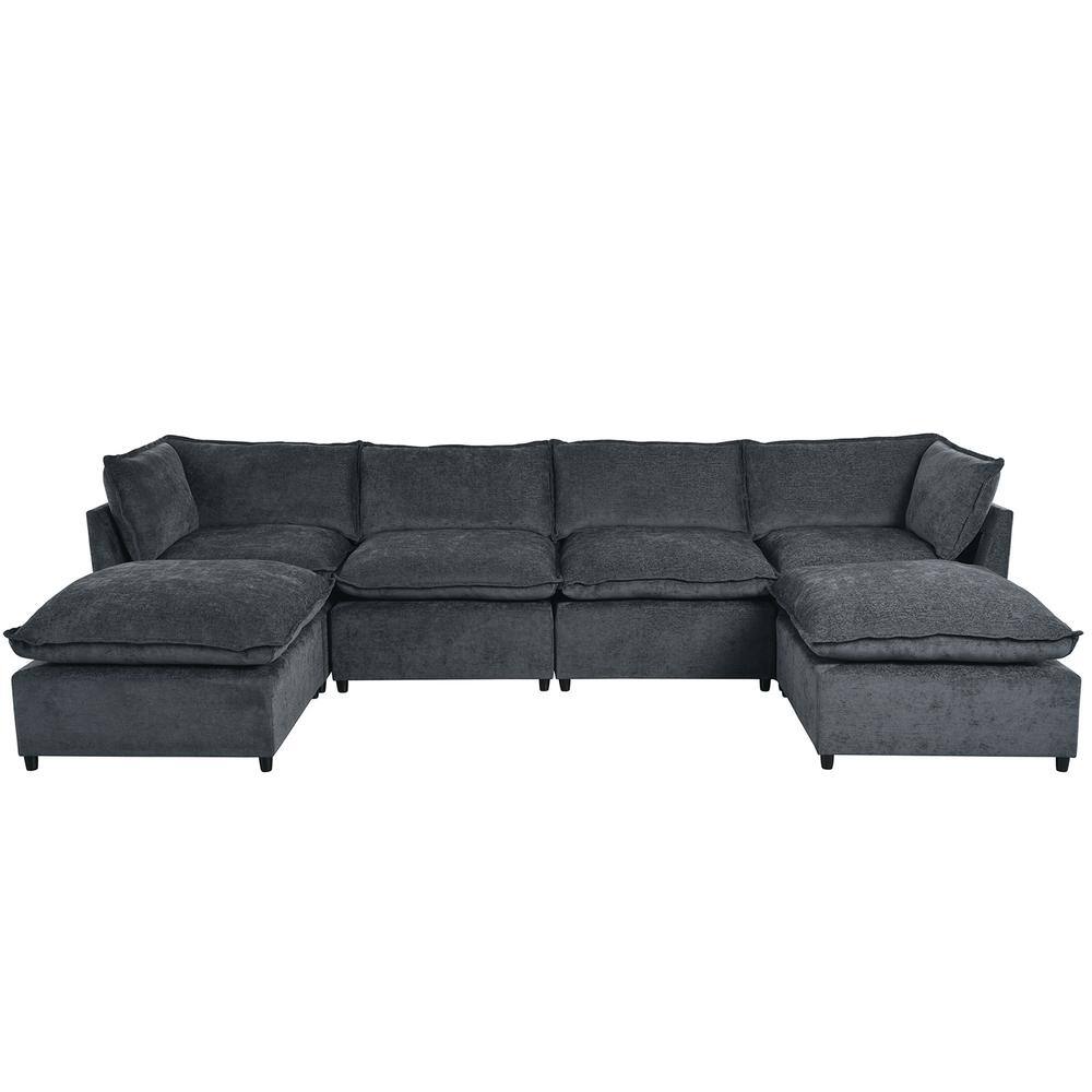 Harper Bright Designs 136.2in 6-Seat U-Shape Polyester Sectional Sofa