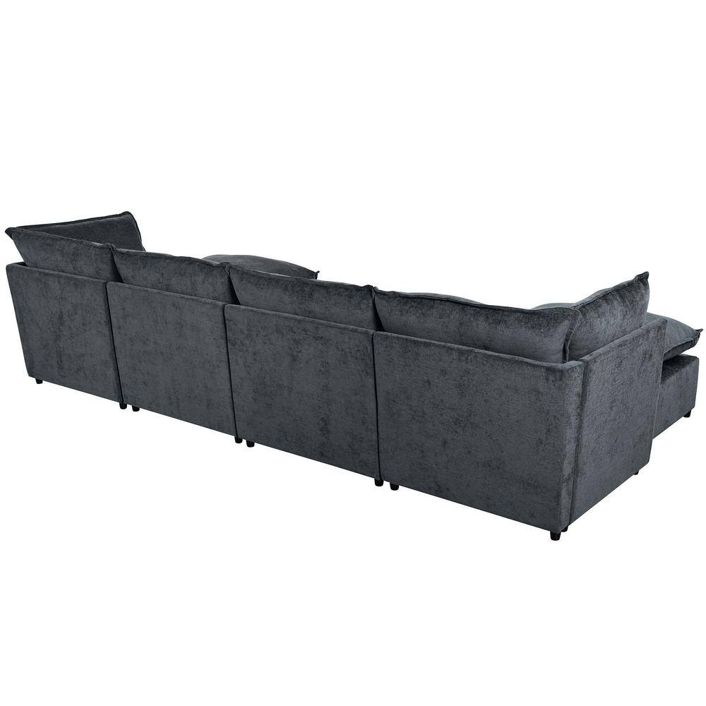 Harper Bright Designs 136.2in 6-Seat U-Shape Polyester Sectional Sofa
