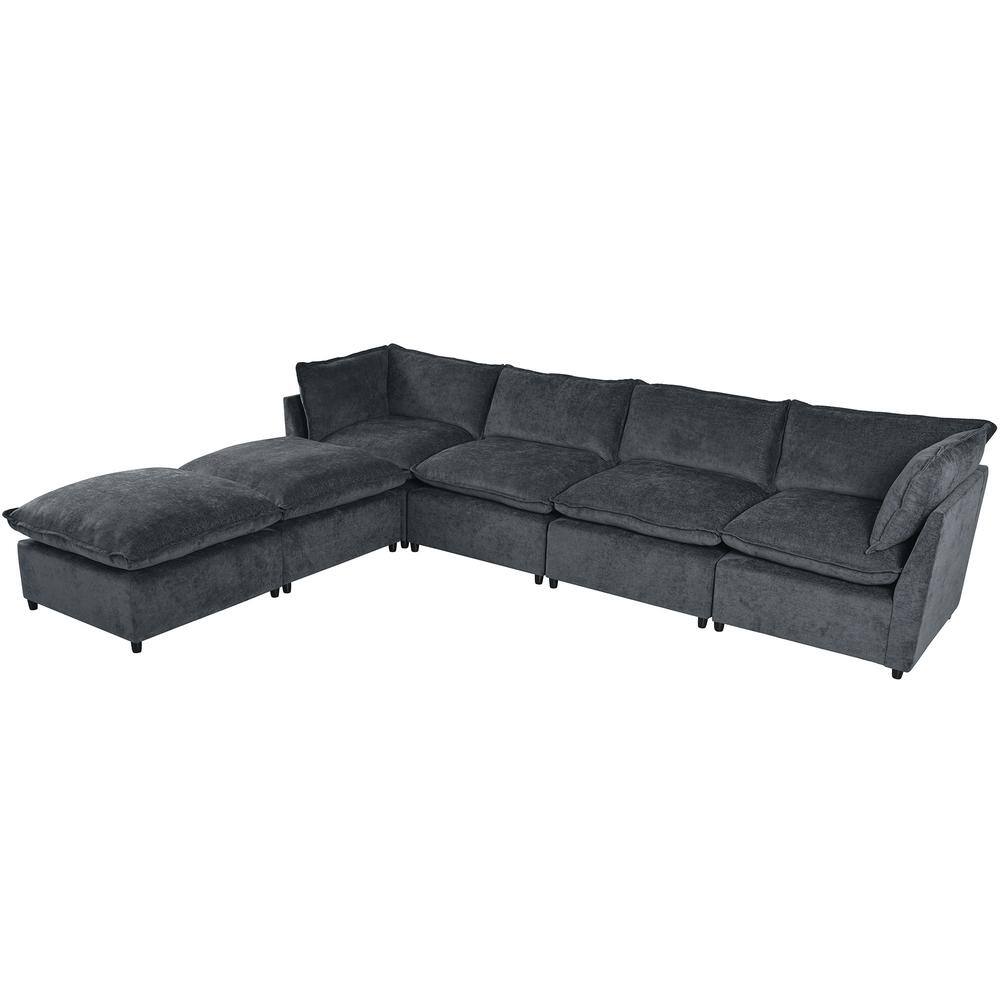 Harper Bright Designs 136.2in 6-Seat U-Shape Polyester Sectional Sofa