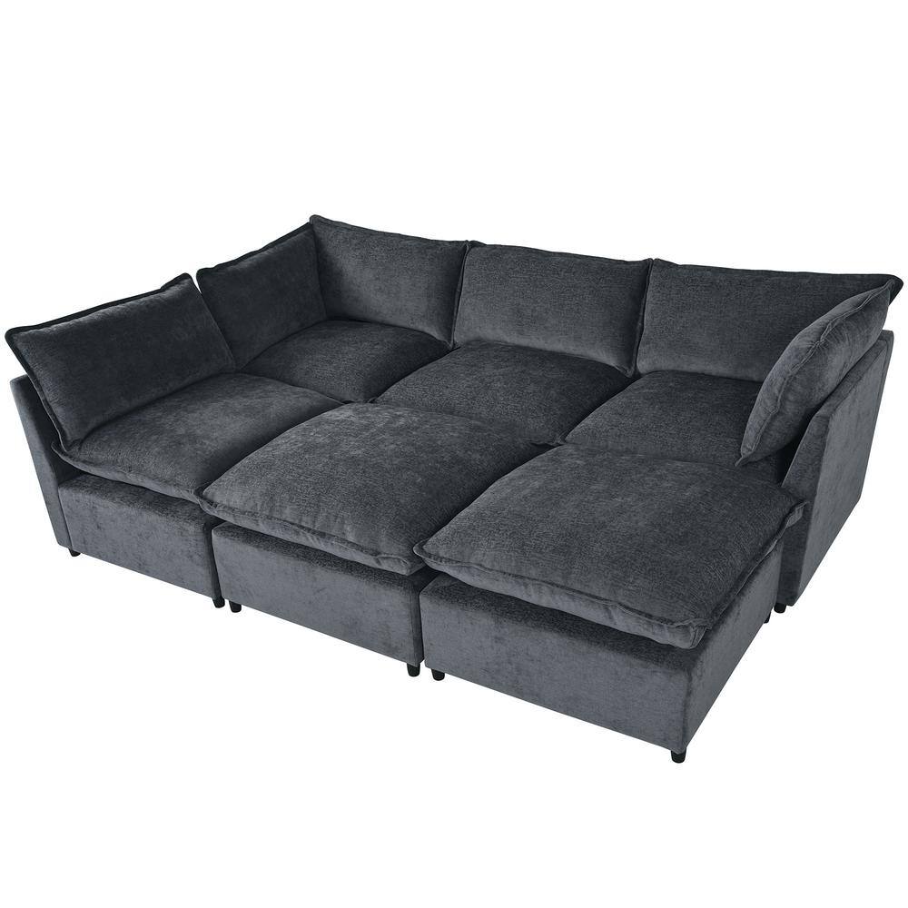 Harper Bright Designs 136.2in 6-Seat U-Shape Polyester Sectional Sofa