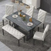 Harper Bright Designs Retro Style 6-Piece Gray Wash Wood Rectangle Dining Table Set