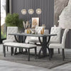 Harper Bright Designs Retro Style 6-Piece Gray Wash Wood Rectangle Dining Table Set
