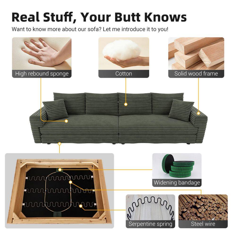 Harper Bright Designs Free Combined 102.4in Corduroy Fabric Sectional Sofa Bed