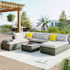 Harper Bright Designs 8-Piece Gray Wicker Outdoor Sectional Set with Beige Cushions