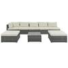 Harper Bright Designs 8-Piece Gray Wicker Outdoor Sectional Set with Beige Cushions