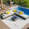 Harper Bright Designs 8-Piece Gray Wicker Outdoor Sectional Set with Beige Cushions