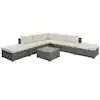 Harper Bright Designs 8-Piece Gray Wicker Outdoor Sectional Set with Beige Cushions