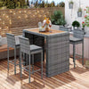 Harper Bright Designs 5-Piece Wicker Outdoor Dining Set with Gray Cushions