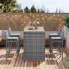 Harper Bright Designs 5-Piece Wicker Outdoor Dining Set with Gray Cushions