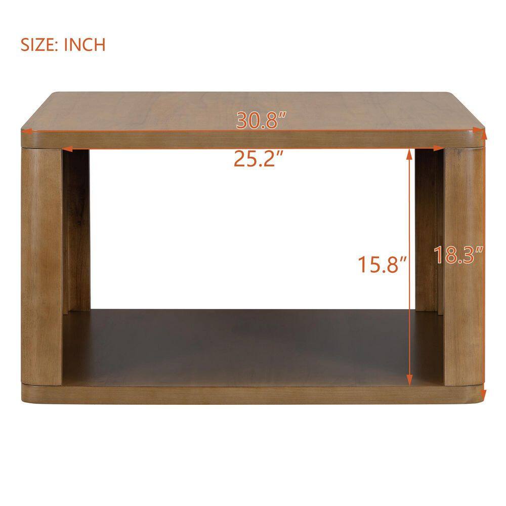Harper Bright Designs 30.8in Natural Square MDF Coffee Table with Open Storage