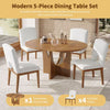 Harper Bright Designs 5-Piece Walnut Wood Top Extendable Dining Table Set