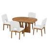 Harper Bright Designs 5-Piece Walnut Wood Top Extendable Dining Table Set