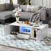 Harper Bright Designs Modern High Glossy 47.2in White Rectangle Wood Coffee Table